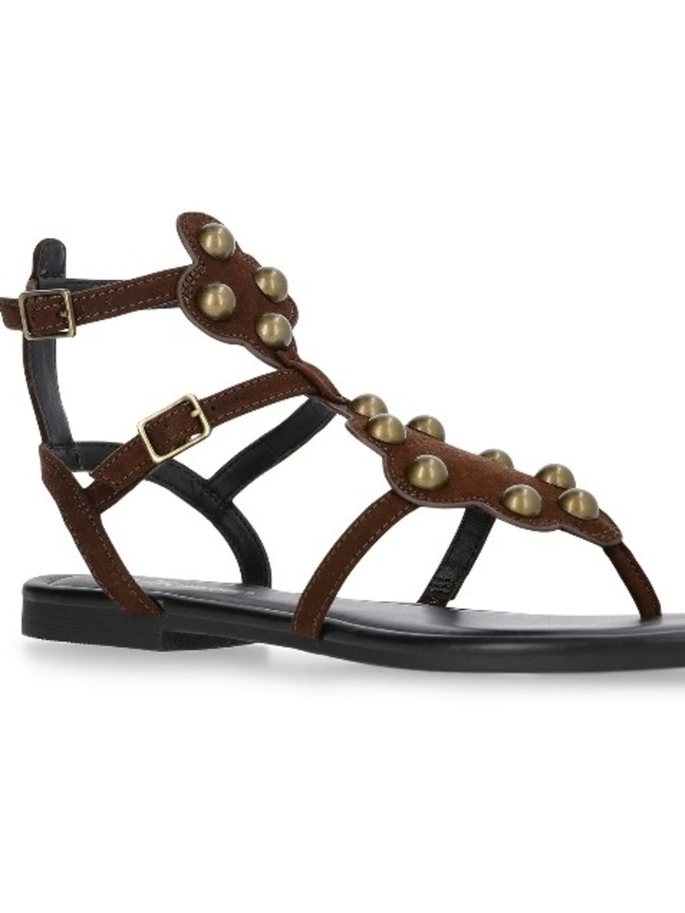 NEW No Boundaries Women Brown Studded Gladiator Sandals Flat Boho Strappy Shoes
